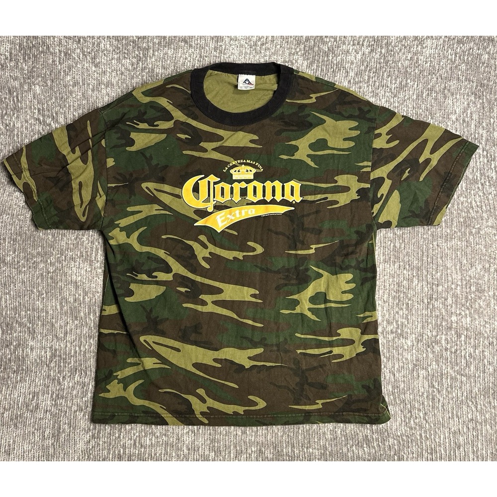 Vintage Y2K Corona Extra T Shirt XL Beer Camo Rare Collector's Promo